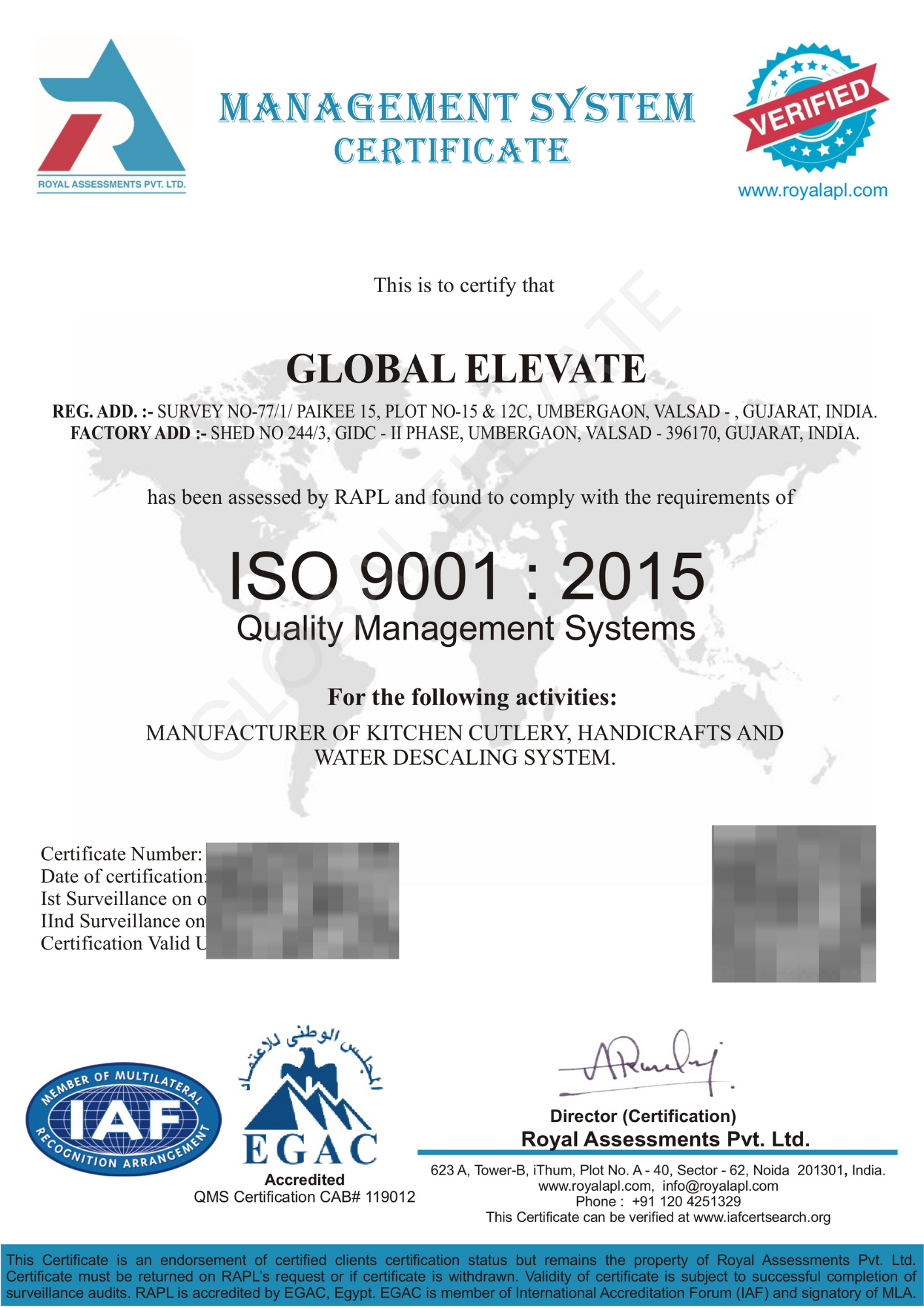 ISO 9001:2015 - Quality Management System Certification